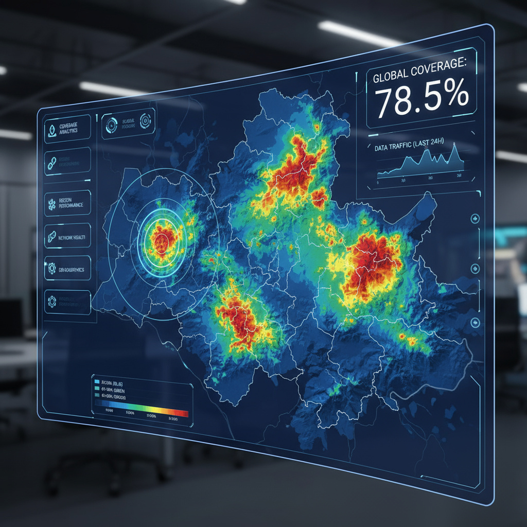 Heatmap de cobertura 5G sobre mapa